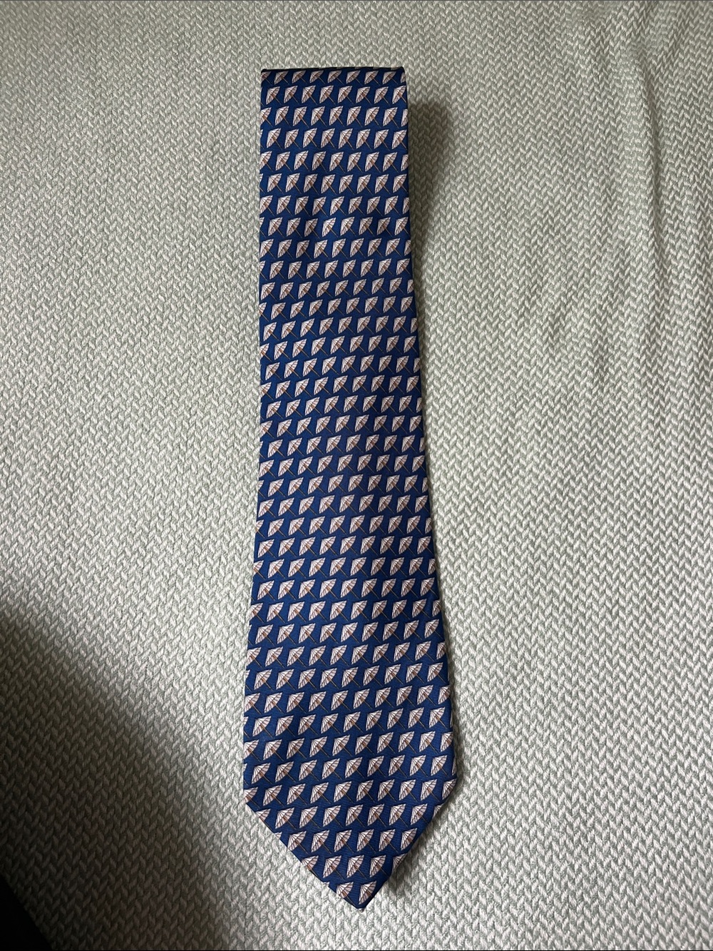 Navy Patterned Men's Tie with Subtle Geometric Motif